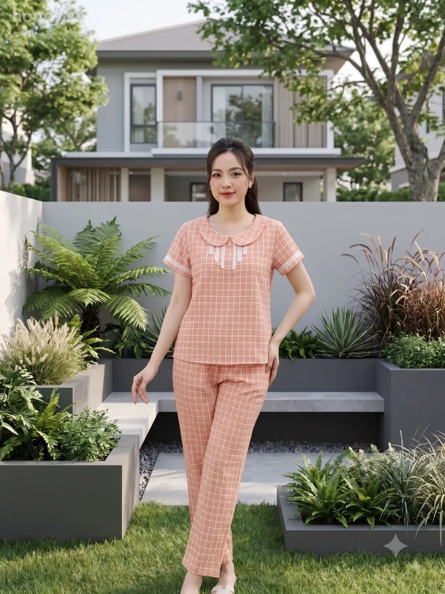 Màu Cam đào kẻ caro