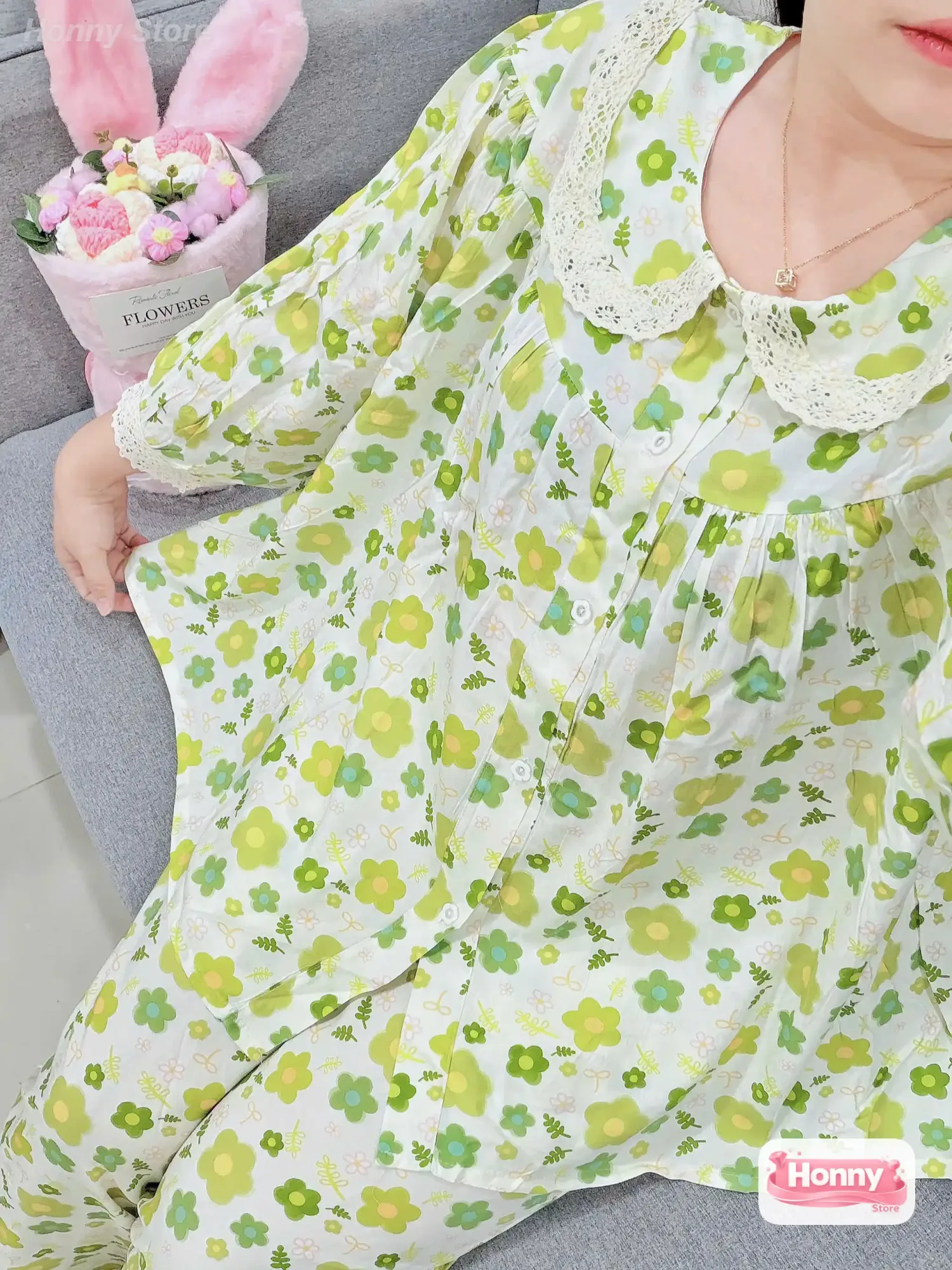 Màu Xanh mint hoa nhí