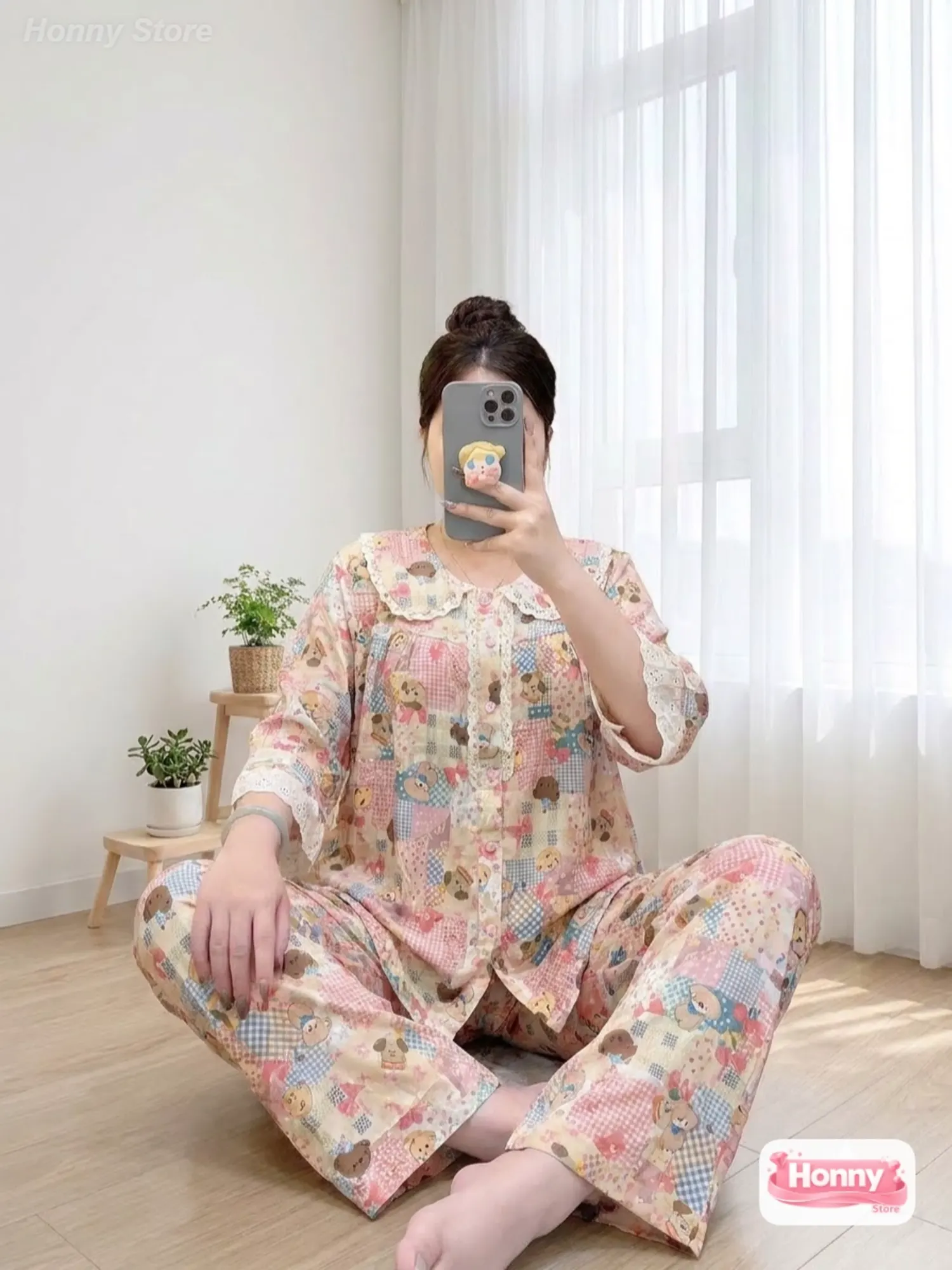 Màu Hồng be gấu ca rô