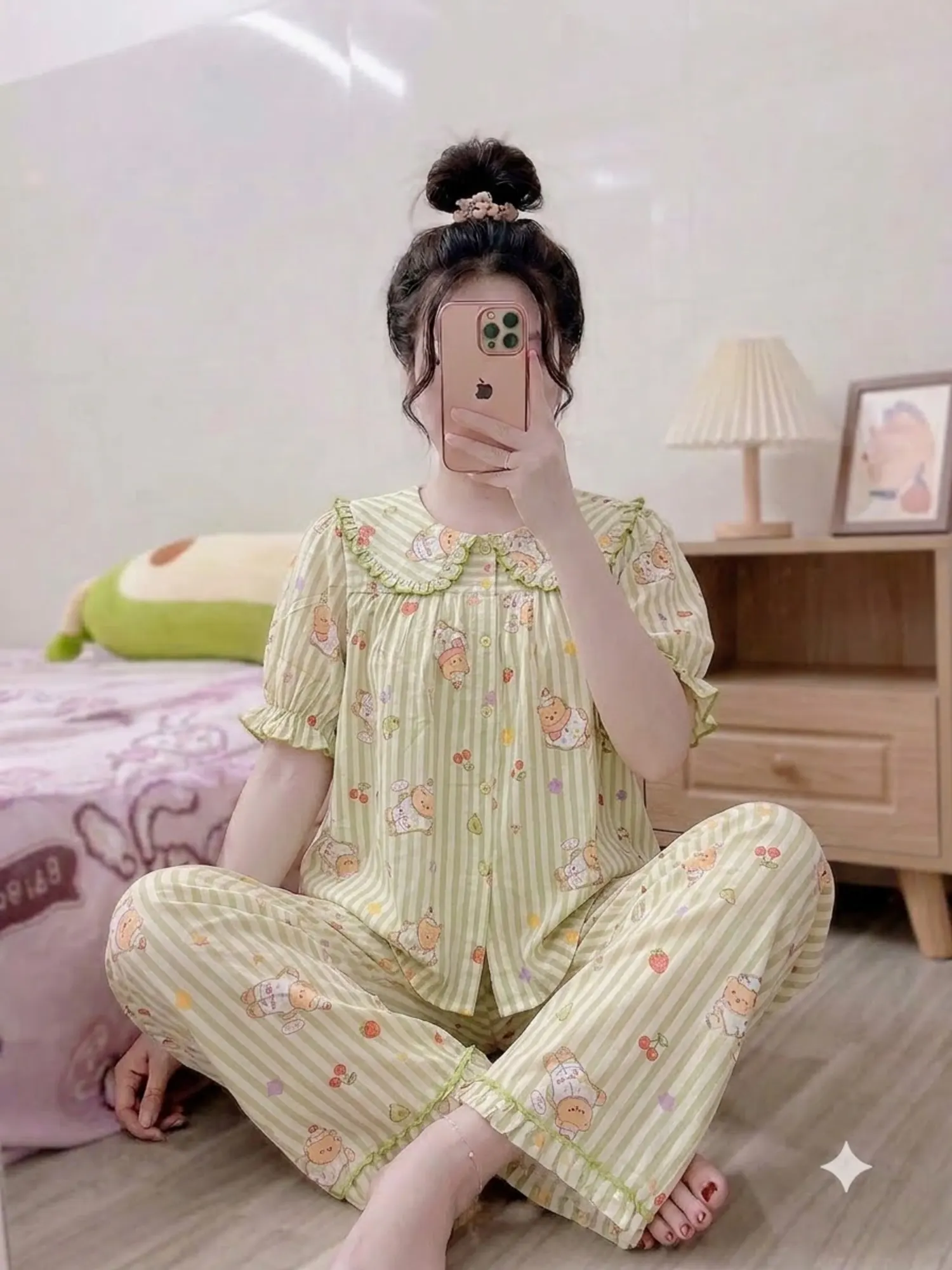 Màu Xanh mint Gấu kẻ sọc