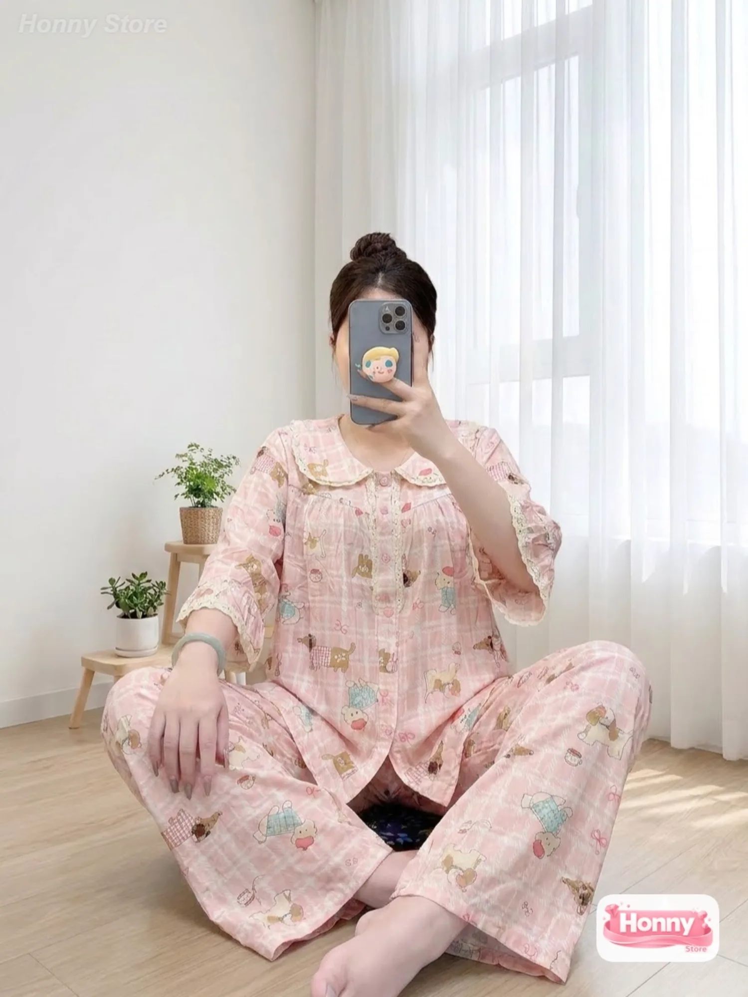 Màu Hồng đào gấu kẻ